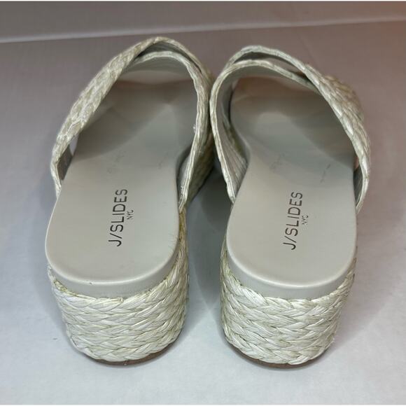 JSlides Quiver Bone Raffia wedge Sandal Women's Size 10 M white - Picture 3 of 10
